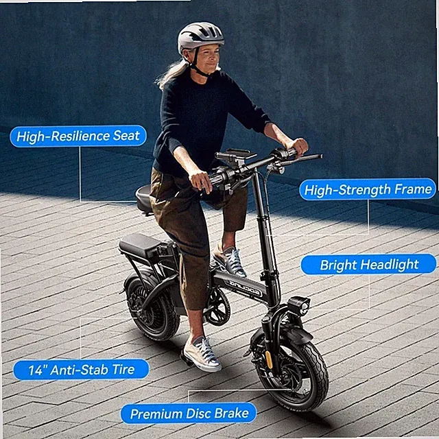 14'' Folding Ebike Adults Electric Bike 500W 21MPH Commute E-Bicycle Lightweight