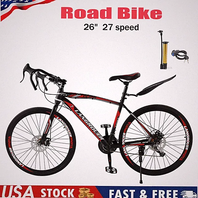 27 speed Road Bike Racing Bicycle 700C 26" Wheels Adult Teenager Black+Red
