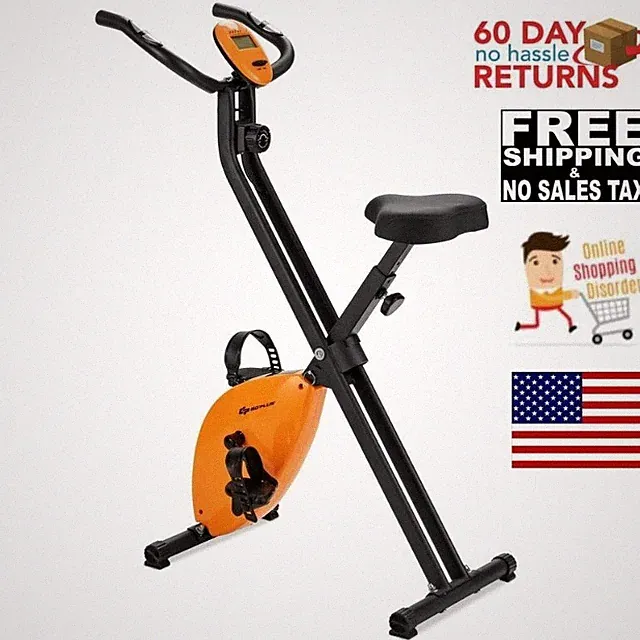 Exercise Bike With Monitor Folding Stationary Magnetic Indoor Outdoor Cardio Gym