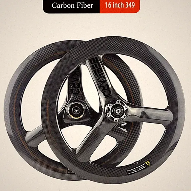 Folding Bike Carbon Wheelset 16inch 349 Trispokes 11 Speed 6 Bolts Disc Brake