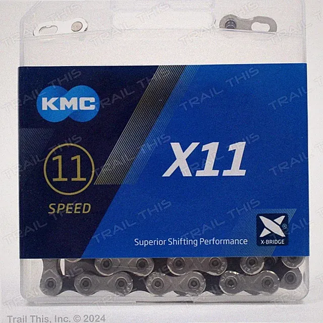 KMC X11 11-Speed Stretch-Proof Silver / Black Bike Chain 118L fits SRAM Shimano