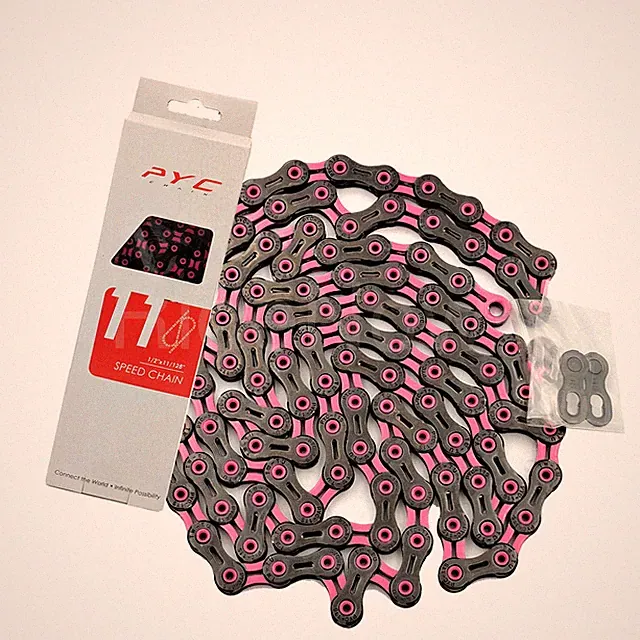 PYC DLC 11 Cycle Bike Bicycle Chains for 11-Speed Shimano use Black+Pink